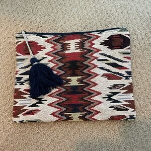 Sole Society Red and Blue Western Geometric Print Clutch